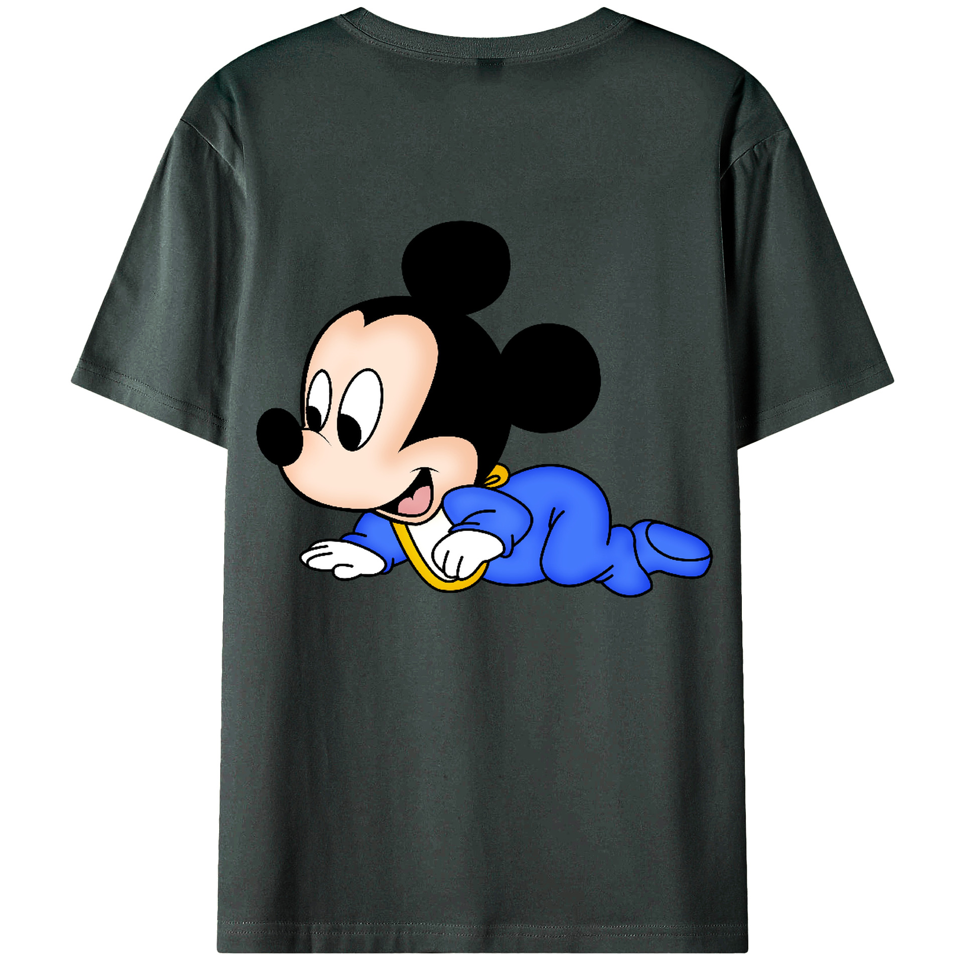 ミッキーマウス Mickey Mouse 綿100％ メンズ半袖Tシャツ（バックプリント） 通気性